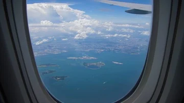 Singapore from airplane window Stock Footage 85559057