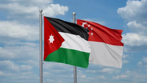 Singapore and Jordan two flags Stock Footage 270215510