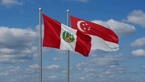 Singapore and Peru two flags