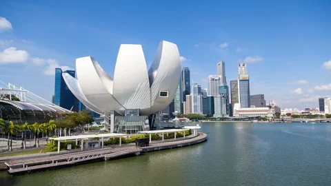 Singapore ArtScience Museum time lapse Video stock 123363035