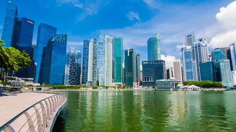 SINGAPORE - August 23, 2017:View from the infinity pool at Marina Bay Sands Stock-Footage 102151488