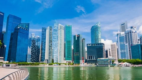 SINGAPORE - August 23, 2017:View from the infinity pool at Marina Bay Sands Stock-Footage 102151740
