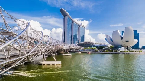 SINGAPORE - August 23, 2017:View from the infinity pool at Marina Bay Sands Stock-Footage 102151768
