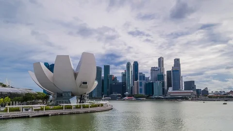 SINGAPORE - August 23, 2017:View from the infinity pool at Marina Bay Sands Stock-Footage 102212124