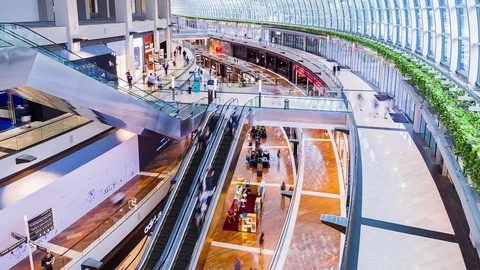 SINGAPORE - August 23: Timelapse in motion - inside view in the shopping mall Stock Footage 79645272