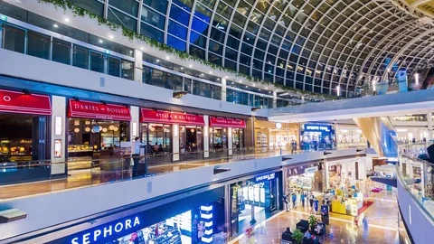 SINGAPORE - August 23: Timelapse in motion - inside view in the shopping mall Vídeos de archivo 79648530