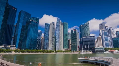 SINGAPORE - August 24, 2017:View from the infinity pool at Marina Bay Sands Stock Footage 102596365