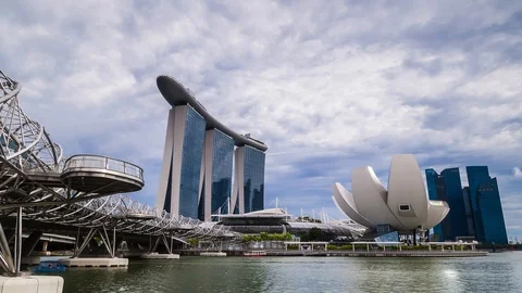SINGAPORE - August 24, 2017:View from the infinity pool at Marina Bay Sands Stock-Footage 102597482