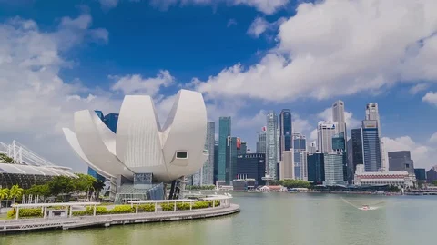 SINGAPORE - August 24, 2017:View from the infinity pool at Marina Bay Sands Stock-Footage 102597814