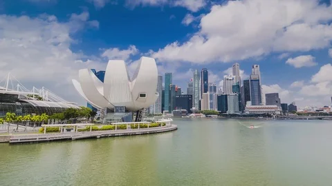 SINGAPORE - August 24, 2017:View from the infinity pool at Marina Bay Sands Stock-Footage 102597891