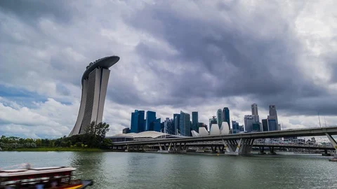 SINGAPORE - August 24, 2017:View from the infinity pool at Marina Bay Sands Stock-Footage 102597973