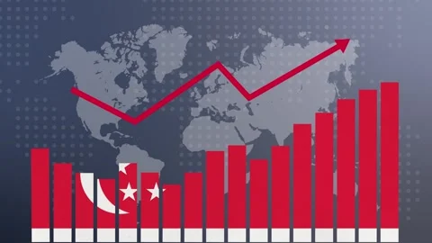 Singapore bar chart graph with ups and downs, increasing values, concept of.. Stock Footage 278736051