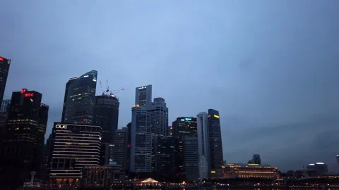 Singapore CBD at Dusk Stock Footage 171691407
