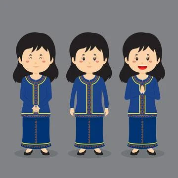 Singapore Character with Various Expression Stock Illustration