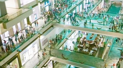 Singapore - circa dec 2013: large shopping complex with buyers. view from ins Stock Footage 40666497