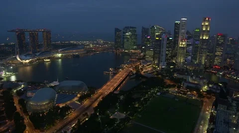 Singapore city skyline at sunset. Time-lapse. Stock Footage