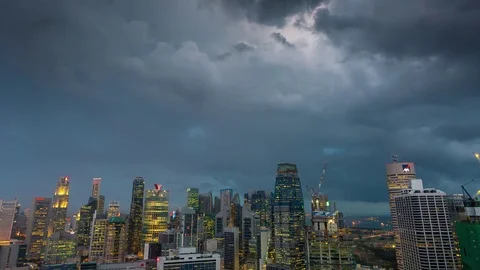 Singapore cloudy sunset Rooftop timelapse Stock Footage 72893670