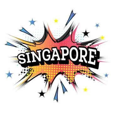 Singapore Comic Text in Pop Art Style. Illustrazione stock