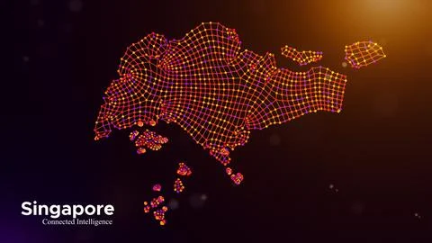 Singapore Connected Intelligence Technology Network Map Concept Illustrazione stock