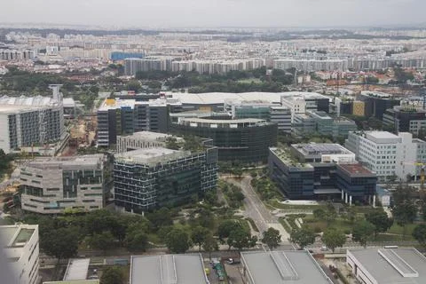Singapore - December 29, 2012: Elevated view over a business Fotos Stock