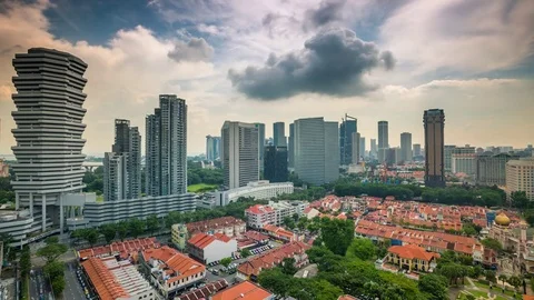Singapore district Rooftop Timelapse Stock Footage 72893601