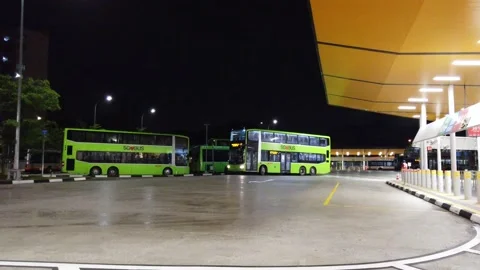 Singapore Double Deck Bus at Interchange Stock Footage 171550614