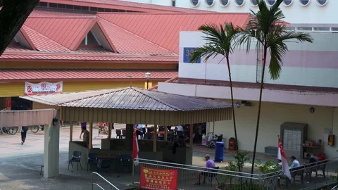 Singapore Down Town Day Time View  Main Attractions Buildings Stockbeeldmateriaal 128574583