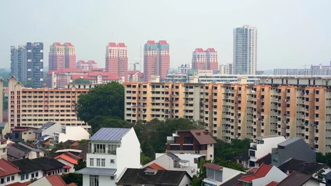 Singapore Down Town Day Time View  Main Attractions Buildings Stock-Footage 128574637