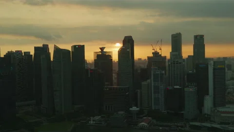 Singapore Downtown Core, at sunset Vídeo Stock 218586563