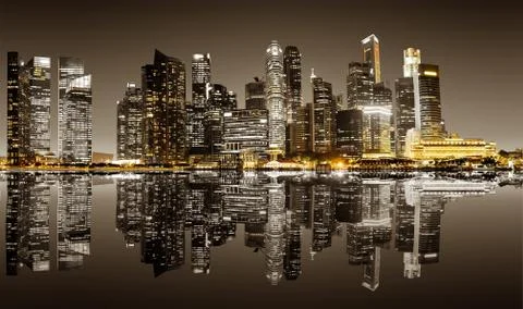 Singapore downtown night view Фото