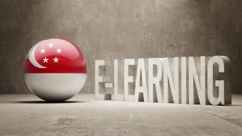 Singapore E-Learning  Concept Illustrazione stock