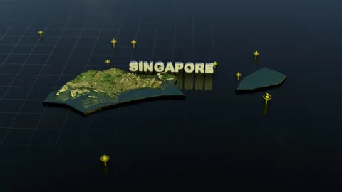 Singapore With Extra Area 3D Map With Animation Stock Footage 310051611