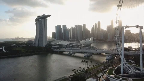 Singapore Eye Rollercoaster sunset Stock-Footage 85830023