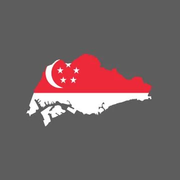 Singapore flag and map Stock Illustration