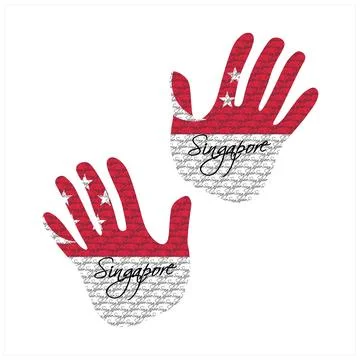 Singapore flag hand vector Stock Illustration