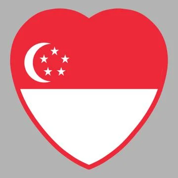 Singapore Flag In Heart Shape Vector illustration Eps 10 Stock Illustration