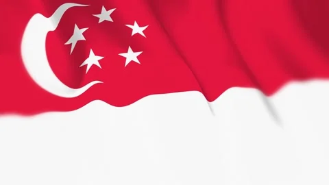 Singapore Flag Seamless Loop 4k 60fps on Sky Background Stock Footage 340349157