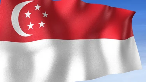 Singapore Flag - Set of 3 Angles with Masks [3WaveSeries] Stock Footage 103469578
