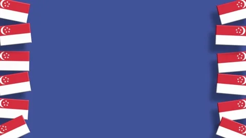 Singapore flag side border animation with blue background center space Vidéo 325605729