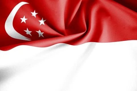 The Singapore flag texture and pattern design consists of two horizontal ha.. Stock Photos