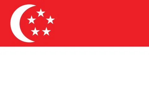 Singapore flag vector graphic. Rectangle Singaporean flag illustration. Singa Ilustración de archivo