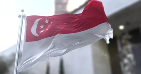 Singapore-flag-waving-seamless-loop-4k-60fps Stock Footage 332073536