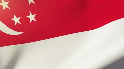 Singapore flag waving in the wind. Looping sun rises style.  Animation loop Stock Footage 48974115