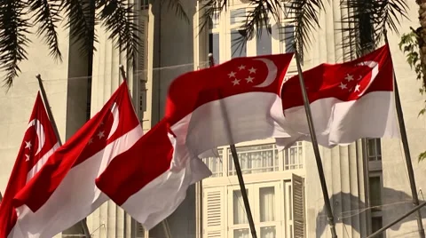 Singapore Flags Stock Footage 8517961