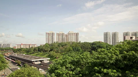 Singapore Flat Train Clouds Sunny 1 Stock Footage 32694346