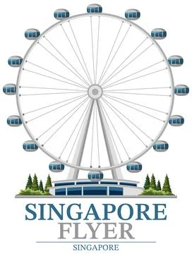 Singapore Flyer Ferris Wheel Vector Illustration on White Background Stock Illustration