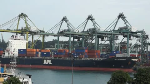 Singapore harbor Stock Footage 10795479