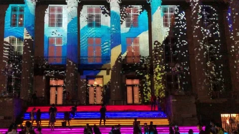 Singapore: Light projection during the Light to Night Festival 2021, 4K Stock Footage 147520163