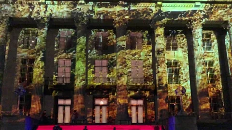 Singapore: Light projection during the Light to Night Festival 2021, 4K Stock Footage 147520182