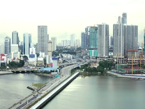 Singapore Malaysia Johor Causeway Stock Footage